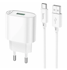 Сетевое зарядное устройство HOCO C109A Fighter 1xUSB 3.0A 18W белый